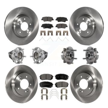 Front Rear Hub Bearings Disc Brake Rotors And Pads Kit (10Pc) For Hyundai Elantra GT KBB-131061