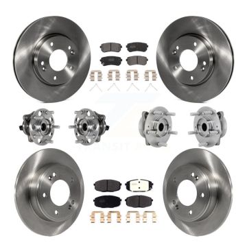 Front Rear Hub Bearing Disc Brake Rotor And Semi-Metallic Pad Kit (10Pc) For Hyundai Kona KBB-131062