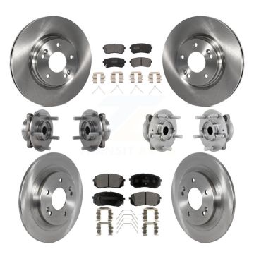 Front Rear Hub Bearings Disc Brake Rotors And Pads Kit (10Pc) For Hyundai Kona Kia Seltos KBB-131063