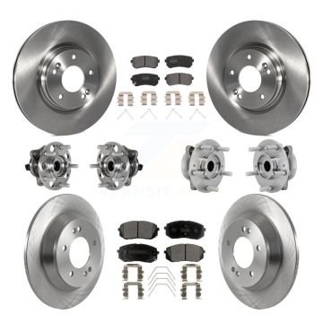 Front Rear Hub Bearing Disc Brake Rotor And Semi-Metallic Pad Kit (10Pc) For Hyundai Kona KBB-131064