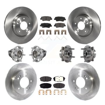 Front Rear Hub Bearings Disc Brake Rotors And Pads Kit (10Pc) For 2020 Kia Forte 1.6L KBB-131065
