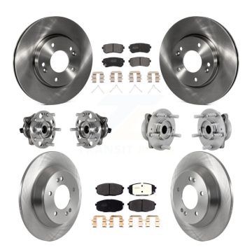 Front Rear Hub Bearing Brake Rotor And Pad Kit (10Pc) For 2022 Hyundai Kona FWD with 1.6L KBB-131070