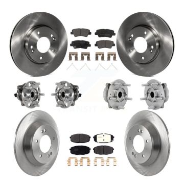Front Rear Hub Bearing Brake Rotor And Pad Kit (10Pc) For 2022 Hyundai Kona FWD with 1.6L KBB-131071