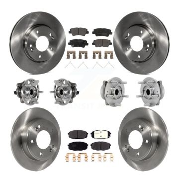 Front Rear Hub Bearing Brake Rotor And Pad Kit (10Pc) For 2022 Hyundai Kona FWD with 2.0L KBB-131072