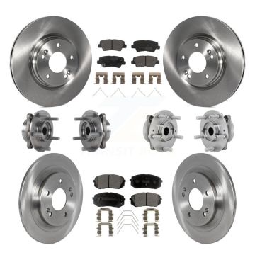 Front Rear Hub Bearings Disc Brake Rotors And Pads Kit (10Pc) For 2022 Hyundai Kona AWD KBB-131073