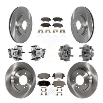 Front Rear Hub Bearings Assembly Disc Brake Rotors And Pads Kit (10Pc) For Hyundai Ioniq KBB-131075