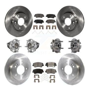 Front Rear Hub Bearing Assembly Disc Brake Rotor And Pads Kit (10Pc) For Hyundai Veloster KBB-131076