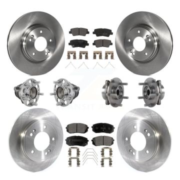 Front Rear Hub Bearing Disc Brake Rotor And Pad Kit (10Pc) For Kia Forte Hyundai Veloster KBB-131077