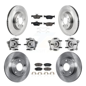 Front Rear Hub Bearings Disc Brake Rotors And Pads Kit (10Pc) For 2021-2022 Mazda 3 AWD KBB-131078