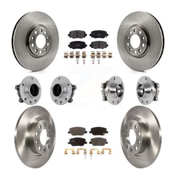 Front Rear Hub Bearing Disc Brake Rotor & Pads Kit (10Pc) For Jeep Renegade Fiat 500X FWD KBB-131081
