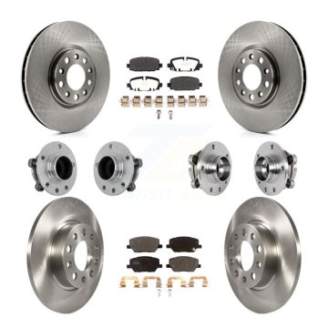 Front Rear Hub Bearing Assembly Disc Brake Rotor And Pads Kit (10Pc) For Jeep Compass FWD KBB-131082