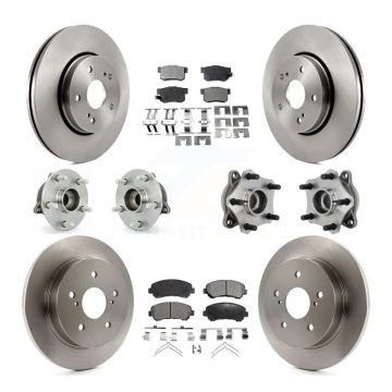 Front Rear Hub Bearing Disc Brake Rotor & Pad Kit (10Pc) For 2010-2013 Suzuki Kizashi AWD KBB-131086