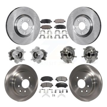 Front Rear Hub Bearing Brake Rotor Pad Kit (10Pc) For 14-17 Nissan Juke Nismo RS with FWD KBB-131087