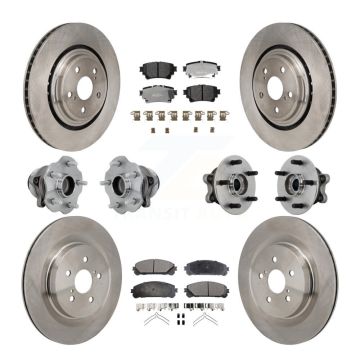 Front Rear Hub Bearing Brake Rotor And Pad Kit (10Pc) For 2020-2022 Toyota Highlander FWD KBB-131095