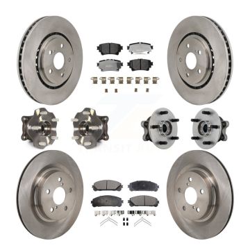 Front Rear Hub Bearing Disc Brake Rotor & Pads Kit (10Pc) For 2021-2023 Toyota Sienna AWD KBB-131096