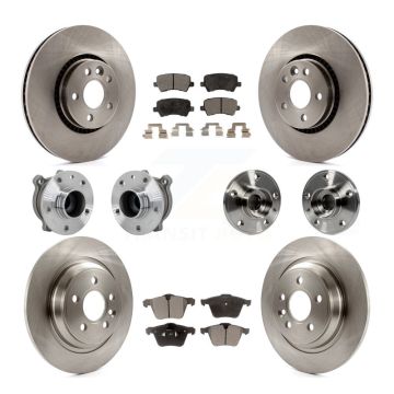 Front Rear Hub Bearings Assembly Disc Brake Rotors And Pads Kit (10Pc) For Volvo S60 V70 KBB-131097