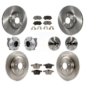 Front Rear Hub Bearings Disc Brake Rotors And Semi-Metallic Pads Kit (10Pc) For Volvo V70 KBB-131100