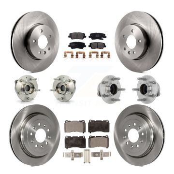 Front Rear Hub Bearing Disc Brake Rotor And Semi-Metallic Pad Kit (10Pc) For Cadillac ATS KBB-131107