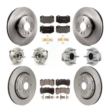 Front Rear Hub Bearings Disc Brake Rotors And Pads Kit (10Pc) For Cadillac ATS V with RWD KBB-131108
