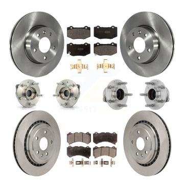 Front Rear Hub Bearing Disc Brake Rotor & Pad Kit (10Pc) For 2017 Cadillac ATS V with RWD KBB-131109