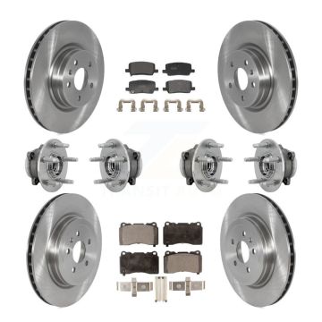 Front Rear Hub Bearings Disc Brake Rotors And Pads Kit (10Pc) For 2017-2019 Tesla X S KBB-131110