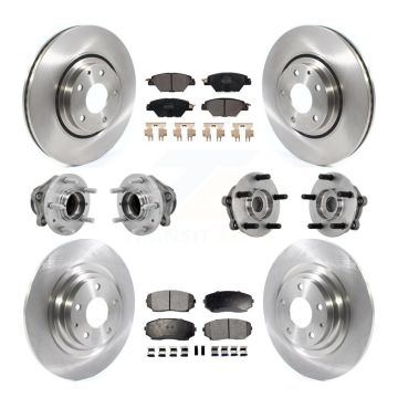 Front Rear Hub Bearing Disc Brake Rotors And Pads Kit (10Pc) For 2016-2021 Mazda CX-9 FWD KBB-131112