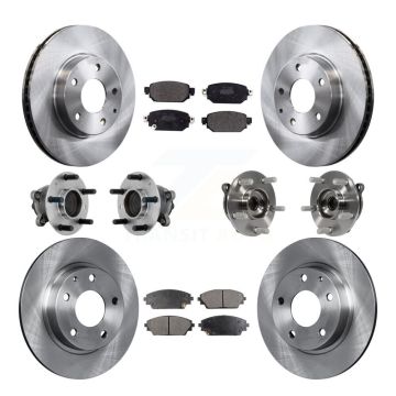 Front Rear Hub Bearing Disc Brake Rotors And Pads Kit (10Pc) For 2019-2021 Mazda CX-3 FWD KBB-131114