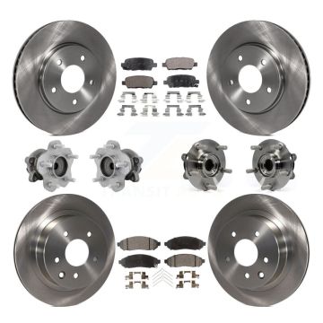Front Rear Hub Bearings Disc Brake Rotors And Pads Kit (10Pc) For 2011-2012 Nissan LEAF KBB-131115