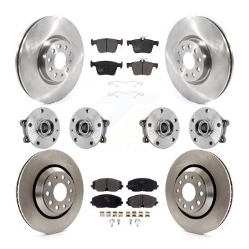 Front Rear Hub Bearing Brake Rotor & Pads Kit (10Pc) For Volkswagen Atlas Cross Sport AWD KBB-131124