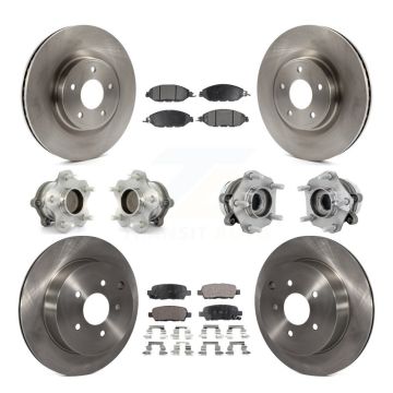 Front Rear Hub Bearing Assembly Disc Brake Rotor And Pad Kit (10Pc) For Nissan Murano FWD KBB-131125