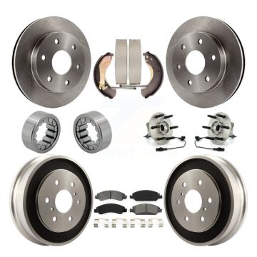 Front Rear Hub Bearings Disc Brake Rotors And Pads Shoes Kit (10Pc) For GMC Sierra 1500 KBB-131134