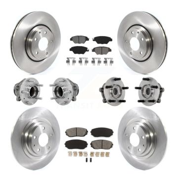 Front Rear Hub Bearing Disc Brake Rotors And Pads Kit (10Pc) For 2016-2021 Mazda CX-9 FWD KBB-131141