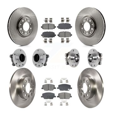 Front Rear Hub Bearing Assembly Disc Brake Rotor And Pads Kit (10Pc) For Jeep Compass FWD KBB-131142