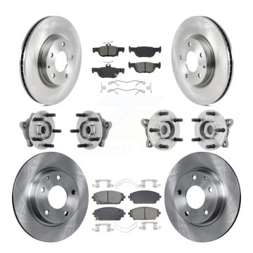 Front Rear Hub Bearings Disc Brake Rotors And Pads Kit (10Pc) For 2021-2022 Mazda 3 AWD KBB-131145