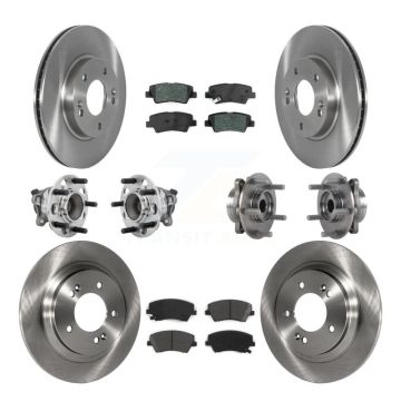 Front Rear Hub Bearings Assembly Disc Brake Rotors And Pads Kit (10Pc) For Hyundai Ioniq KBB-131146