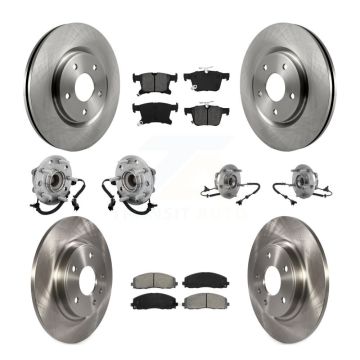 Front Rear Hub Bearing Disc Brake Rotor And Pads Kit (10Pc) For Chrysler Pacifica Voyager KBB-131147