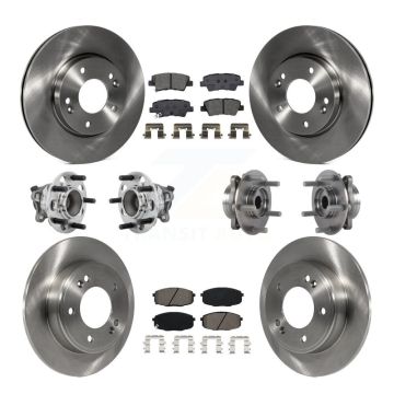 Front Rear Hub Bearing Disc Brake Rotor & Pad Kit (10Pc) For Kia Forte Hyundai Elantra GT KBB-131149