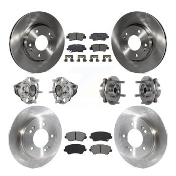 Front Rear Hub Bearing Assembly Disc Brake Rotor And Pads Kit (10Pc) For Hyundai Veloster KBB-131152