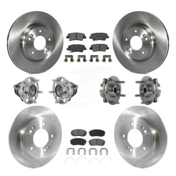 Front Rear Hub Bearing Disc Brake Rotor And Pad Kit (10Pc) For Kia Forte Hyundai Veloster KBB-131153