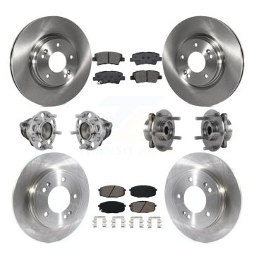 Front Rear Hub Bearings Disc Brake Rotors And Pads Kit (10Pc) For 2020 Kia Forte 1.6L KBB-131154