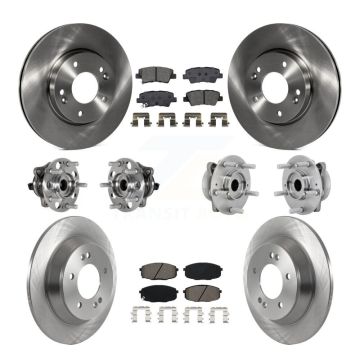 Front Rear Hub Bearing Brake Rotor And Pad Kit (10Pc) For 2022 Hyundai Kona FWD with 1.6L KBB-131156