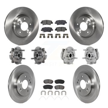 Front Rear Hub Bearings Disc Brake Rotors And Pads Kit (10Pc) For 2022 Hyundai Kona AWD KBB-131157