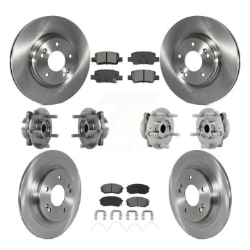 Front Rear Hub Bearing Disc Brake Rotors And Semi-Metallic Pads Kit (10Pc) For Kia Seltos KBB-131159