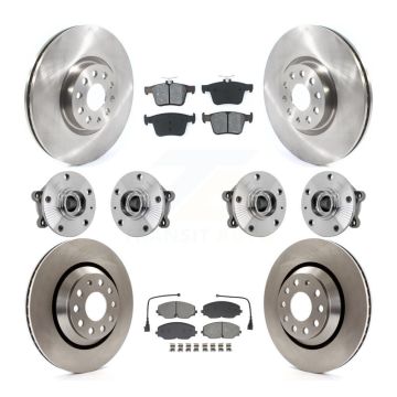 Front Rear Hub Bearing Brake Rotor & Pads Kit (10Pc) For Volkswagen Atlas Cross Sport AWD KBB-131160
