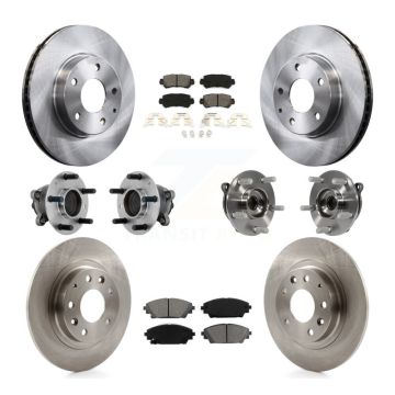 Front Rear Hub Bearing Disc Brake Rotors And Pads Kit (10Pc) For 2016-2018 Mazda CX-3 FWD KBB-131165
