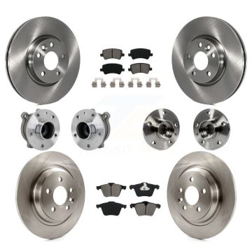 Front Rear Hub Bearings Disc Brake Rotors And Semi-Metallic Pads Kit (10Pc) For Volvo V70 KBB-131169