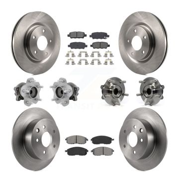 Front Rear Hub Bearing Disc Brake Rotor And Semi-Metallic Pads Kit (10Pc) For Nissan Juke KBB-131186