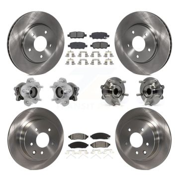 Front Rear Hub Bearings Disc Brake Rotors And Pads Kit (10Pc) For 2011-2012 Nissan LEAF KBB-131187