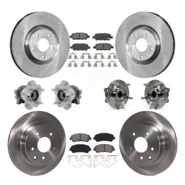 Front Rear Hub Bearing Brake Rotor Pad Kit (10Pc) For 14-17 Nissan Juke Nismo RS with FWD KBB-131188
