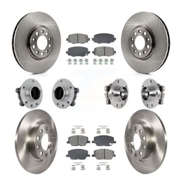 Front Rear Hub Bearing Disc Brake Rotor & Pads Kit (10Pc) For Jeep Renegade Fiat 500X FWD KBB-131189
